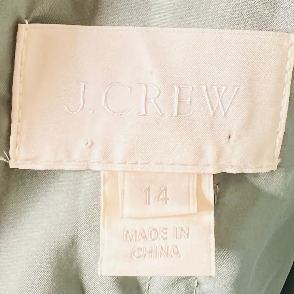 J. Crew Silk Chiffon Heidi Dress Dusty Shale Green 14 Formal Wedding Party 93100